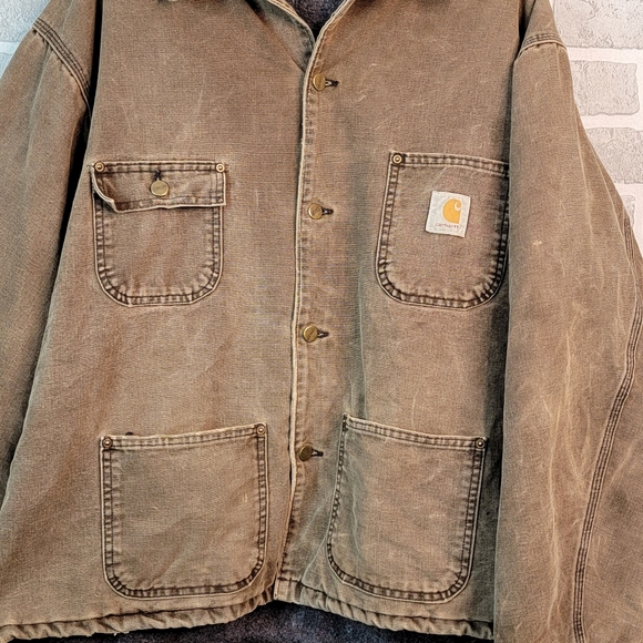 Carhartt Blanket Lined Vintage Made in USA Job Chor Heavy Canvas Coat Me… - Picture 2 of 16